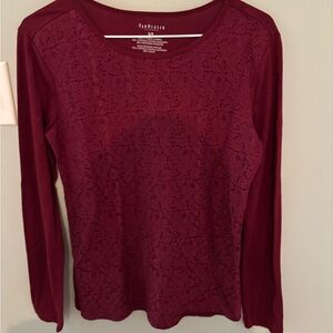 Van Heusen Women's Dark Red Lace Long Sleeve Top